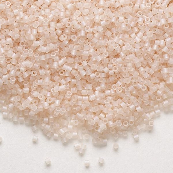 Seed bead, Delica®, glass, pkg/7.5g, #15 round, translucent matte rainbow pink mist (DBS-0868). image number 0