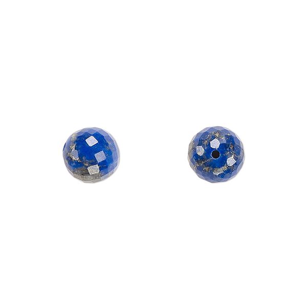 Lapis lazuli 1pkg2, hand-cut half-drilled faceted round bead natural 8mm image number 0