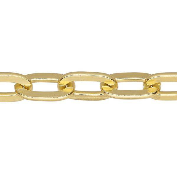 Chain, anodized aluminum, gold, 9mm flat cable. Sold per pkg of 5 feet. image number 0
