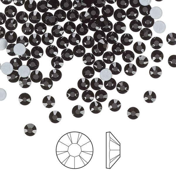 Flat back 1440pk jet foil back, Preciosa MAXIMA Czech crystal rhinestone 3-3.2mm chaton rose round SS12 image number 0