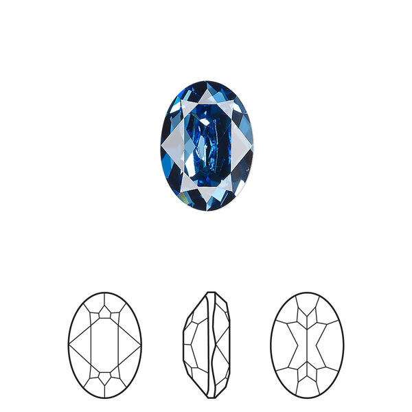 Fancy stone 144pk ice blue foil back, Swarovski® ReCreated™ 14x10mm oval 4120 image number 0