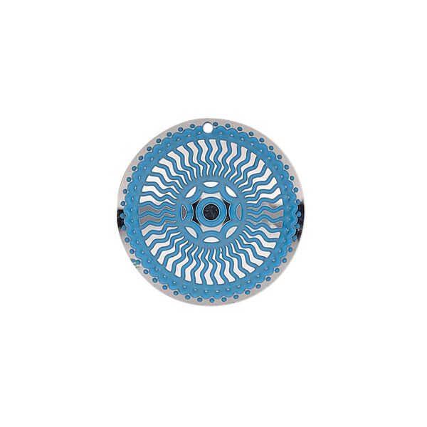 Drop, stainless steel, blue patina, 20mm single-sided domed round. Sold per pkg of 4. image number 0