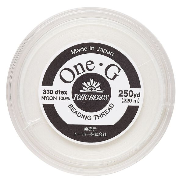 Thread, TOHO BEADS®, One-G™, nylon, white, size 0. Sold per 250-yard spool. image number 0
