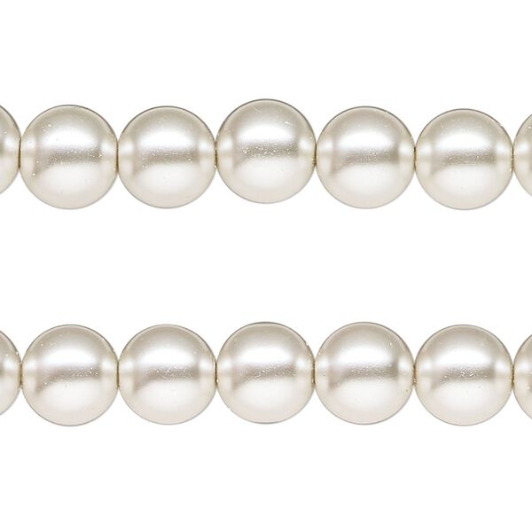 Bead, glass pearl, silver-white, 8mm round. Sold per pkg of pkg of (2) 15-1/2" to 16" strands. image number 0
