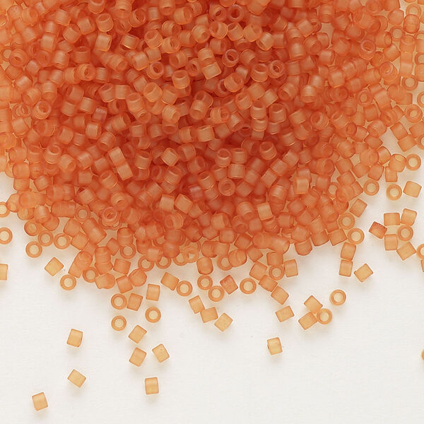 Seed bead, Delica®, glass, pkg/250g, #11 round, translucent matte amber yellow (DB-0781). image number 0