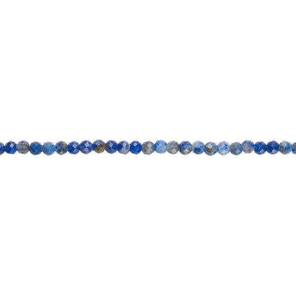 Bead, lapis lazuli (natural), 1.7-2.2mm faceted round, B+ grade, Mohs hardness 5-6. Sold per 15-1/2 inch strand, approximately 195 beads. image number 0