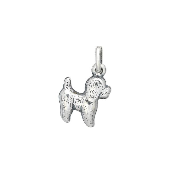 Charm, sterling silver, 14x12mm dog. Sold individually. image number 0