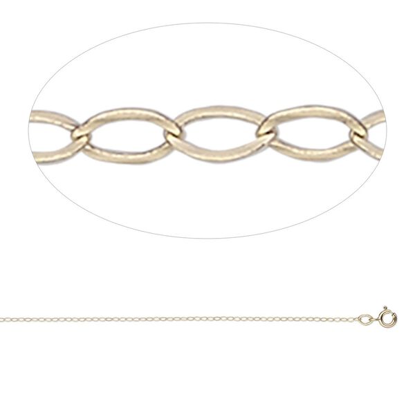 Chain, Gossamer™, 14Kt gold, 1mm oval cable, 24 inches with springring clasp. Sold individually. image number 0