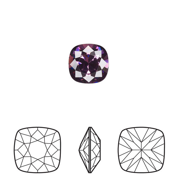 Fancy stone 6pk amethyst foil back, Crystal Passions® 10mm cushion 4470 image number 0