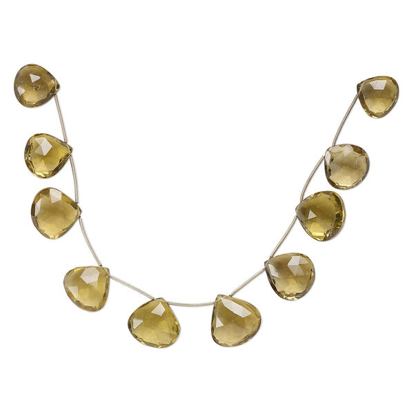 Golden quartz 1pkg10, hand-cut top-drilled faceted puffed teardrop bead graduated 16x15mm-22x21mm image number 0