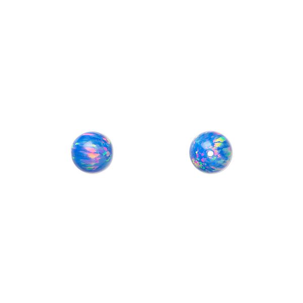 Bead, "opal" (silica and epoxy) (man-made), royal blue, 6mm round. Sold individually. image number 0