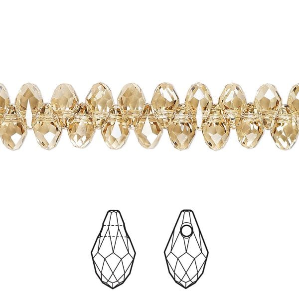 Briolette 48pk crystal golden shadow, Crystal Passions® 7x4mm pendant drop 6007 image number 0