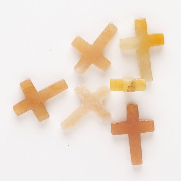 Red aventurine 1pkg6, half-drilled cross drop natural 21x14mm-25x19mm image number 0