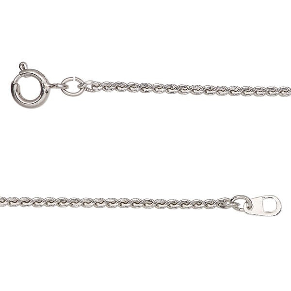 Chain, stainless steel, 1.5mm serpentine, 14 inches with springring clasp. Sold individually. image number 0