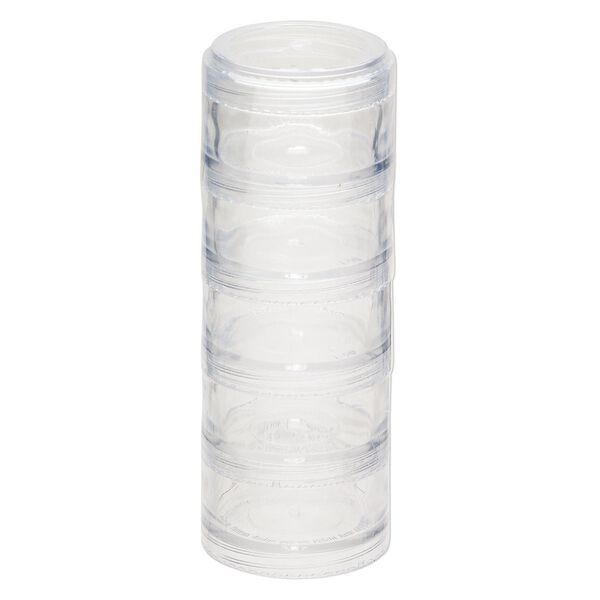Organizer jar, Space Saver, plastic, clear, 2 x 1-1/4 inches. Sold per 5-piece set. image number 1