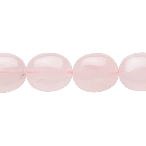 Bead, rose quartz (natural), 14x12mm flat oval, B grade, Mohs hardness 7. Sold per 15-1/2" to 16" strand. image number 0