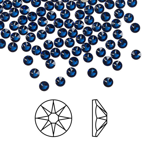 Flat back 1440pk dark sapphire foil back, Swarovski® ReCreated™ 3-3.2mm rose round SS12 2088 image number 0