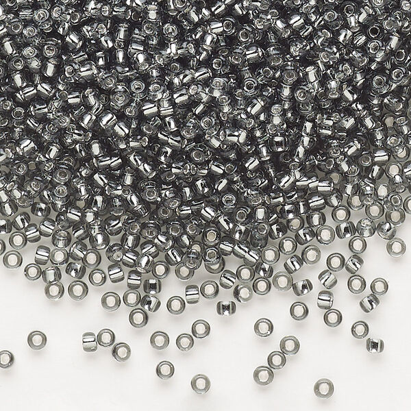 Seed bead, Dyna-Mites™, glass, pkg/1/2kg, #11 round, transparent silver-lined gunmetal, (56:RR 11/0 RR). image number 0