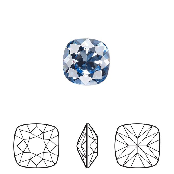 Fancy stone 1pk light sapphire foil back, Crystal Passions® 12mm cushion 4470 image number 0