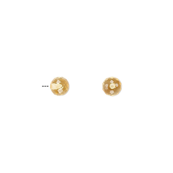 Citrine 1pkg2, half-drilled faceted round bead 4mm image number 0