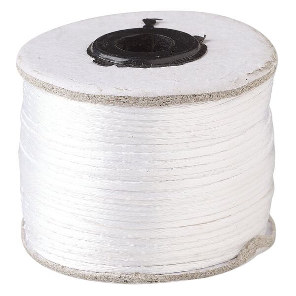 Cord, Satinique™, satin, white, 1mm. Sold per 200-foot spool. image number 0