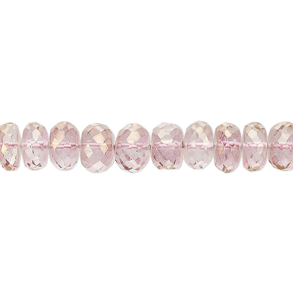 Quartz crystal 1pkg1, hand-cut faceted rondelle bead 7 inch 7x4mm-8x6mm image number 0