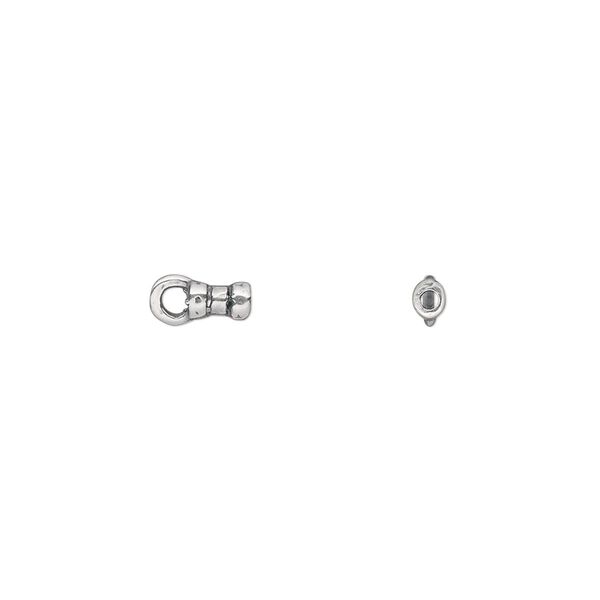 Crimp end, JBB Findings, antique silver-plated pewter (tin-based alloy), 4x2.5mm tube with loop, 1mm inside diameter. Sold per pkg of 4. image number 0