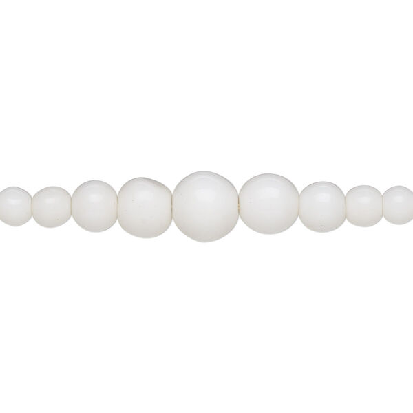 Bead, vintage glass, white, 3-9mm graduated round. Sold per 15" to 16" strand. image number 0
