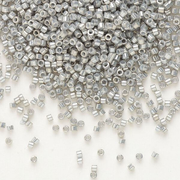 Seed bead, Delica®, glass, pkg/250g, #11 round, opaque rainbow gold luster grey (DB-0251). image number 0