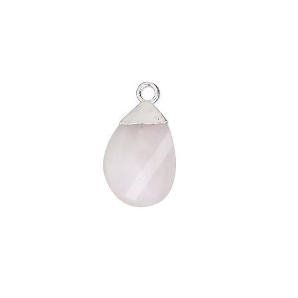 Pink opal / sterling silver 1pkg1, electroplated hand-cut flat faceted twisted teardrop drop natural 13x9mm image number 0