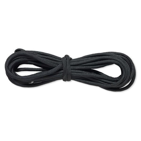 Cord, nylon parachute, black, 4mm round, 550-pound test. Sold per pkg of 16 feet. image number 0