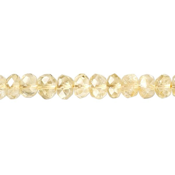 Citrine / quartz crystal 1pkg1, hand-cut faceted rondelle bead 14 inch 6x3mm-7x5mm image number 0