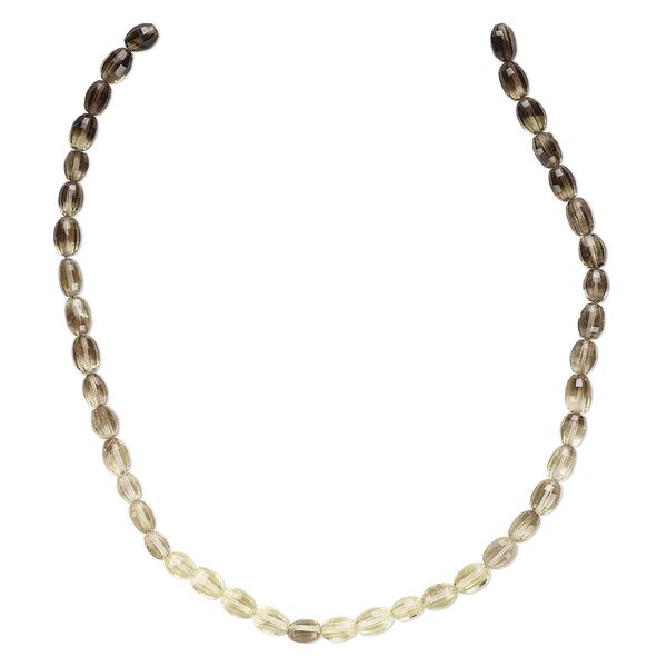 Lemon smoky quartz / lemon quartz 1pkg1, hand-cut faceted oval bead 13 inch 7x6mm-10x7mm image number 0