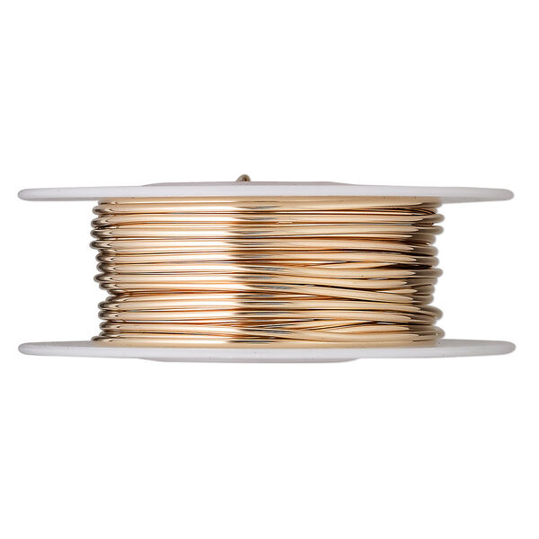 Wire, 14Kt gold-filled, full-hard, round, 18 gauge. Sold per pkg of 5 feet. image number 0
