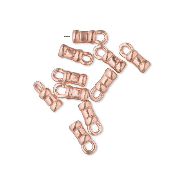 Crimp end, JBB Findings, copper-plated brass, 6x3.5mm tube with loop, 2mm inside diameter. Sold per pkg of 10. image number 0