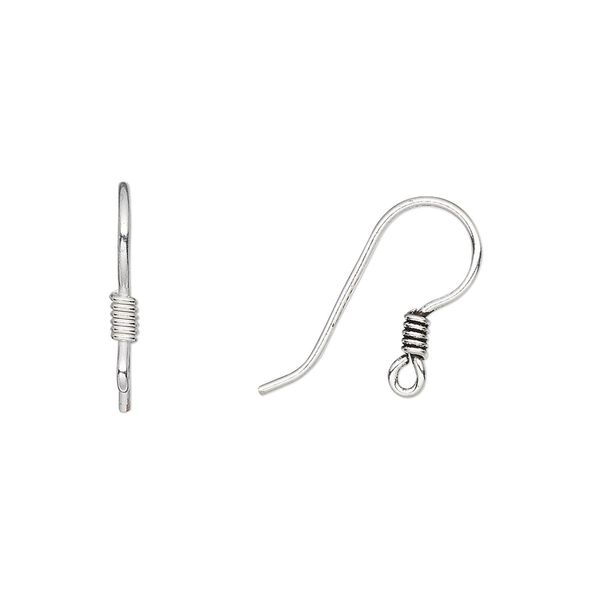 Ear wire fishhook 1pkg40 silver-plated, 16mm / coil / open loop, 20 gauge copper 20 pair image number 0