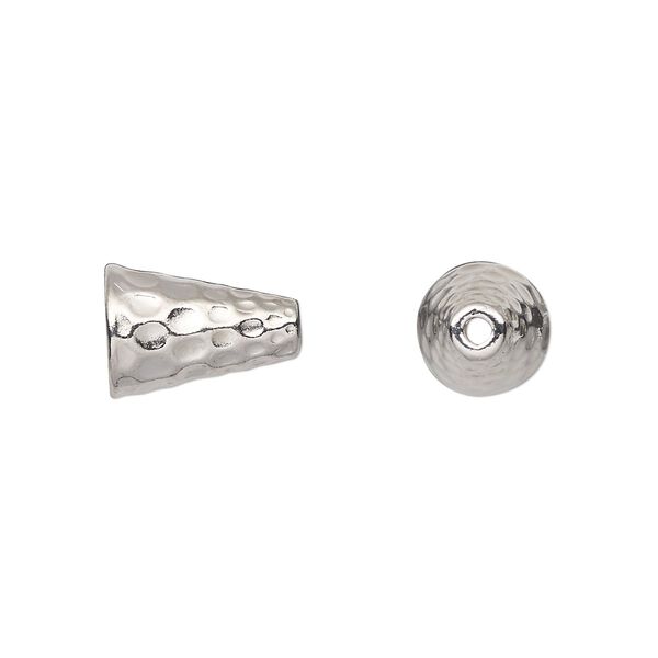 Cone, TierraCast®, white bronze-plated pewter (tin-based alloy), 12.5x9mm hammered. Sold per pkg of 20. image number 0