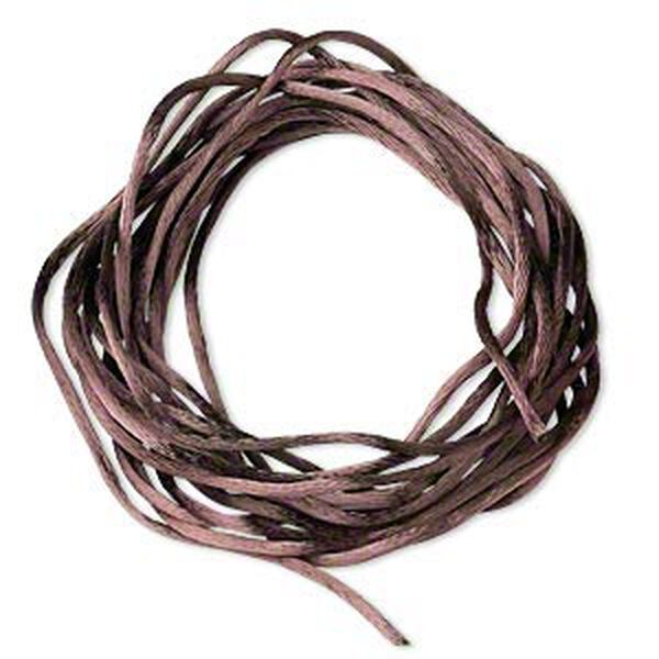 Cord, Satinique™, satin, dark brown, 1mm mini. Sold per pkg of 10 feet. image number 0