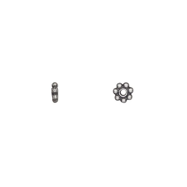 Bead, TierraCast®, pewter (tin-based alloy), 5x1.5mm beaded rondelle. Sold per pkg of 50. image number 0