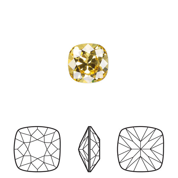 Fancy stone 2pk light topaz foil back, Crystal Passions® 10mm cushion 4470 image number 0