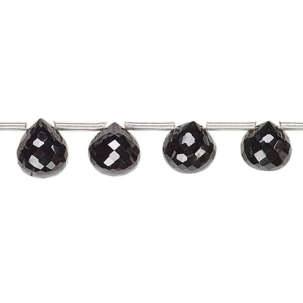 Black spinel 1pkg1, hand-cut top-drilled faceted teardrop bead natural 8 inch graduated 7x7mm-10x9mm image number 0