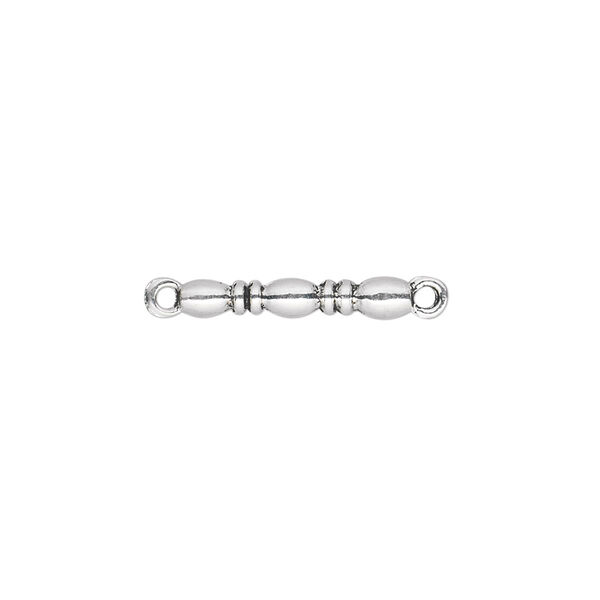 Link, antique silver-plated "pewter" (zinc-based alloy), 17x3mm double-sided 3-oval bar. Sold per pkg of 20. image number 0