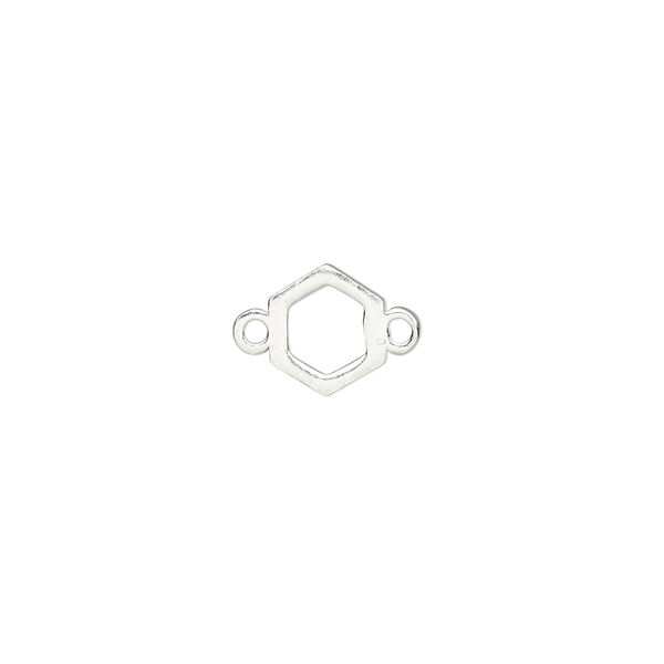 Link, sterling silver, 7mm open hexagon. Sold individually. image number 0