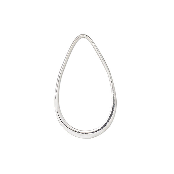 Component, sterling silver, 28.5x17mm open teardrop. Sold individually. image number 0
