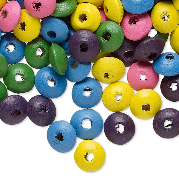 Bead mix, wood, mixed colors, 8x4mm rondelle. Sold per 400-gram pkg, approximately 6,000 beads. image number 0