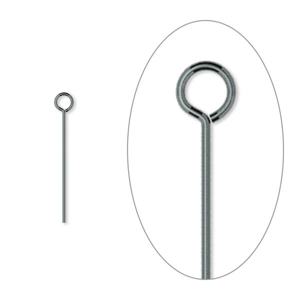 Eye pin, gunmetal-plated brass, 3/4 inch, 24 gauge. Sold per pkg of 500. image number 0
