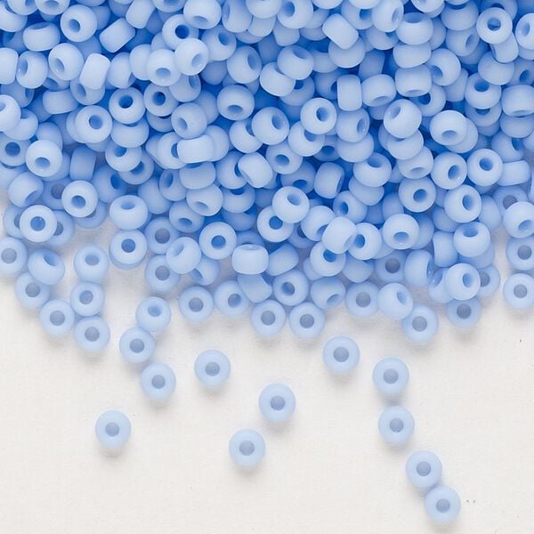 Seed bead, Miyuki, glass, pkg/50g, #8 rocaille, opaque matte agate blue, (RR-494F). image number 0