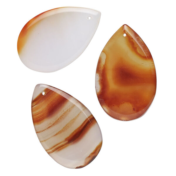 Red agate 1pkg3, teardrop focal 25x16mm-30x19mm image number 0