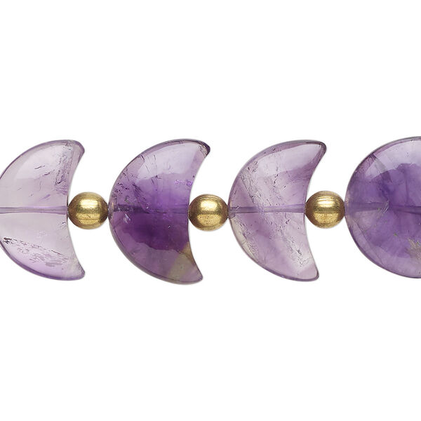 Amethyst 1pkg16, hand-cut half moon bead natural 15x10mm image number 0