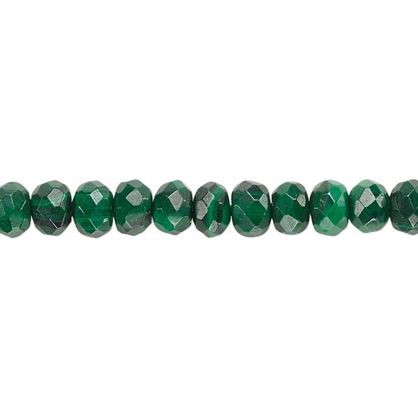 Malachite 1pkg1, faceted rondelle bead natural 15.5-16 inch 6x4mm image number 0